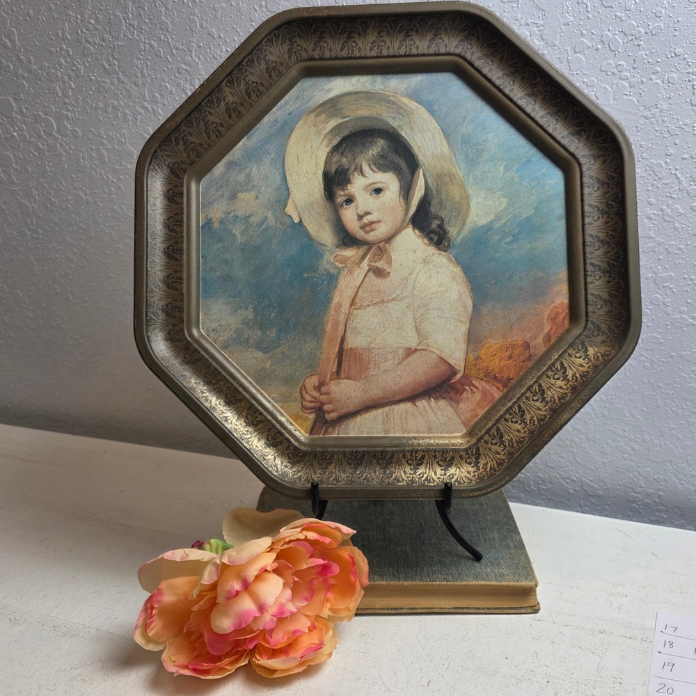 Vintage 70s Tin Lithograph George Romney's‎ Portrait of Miss Juliana Willoughby